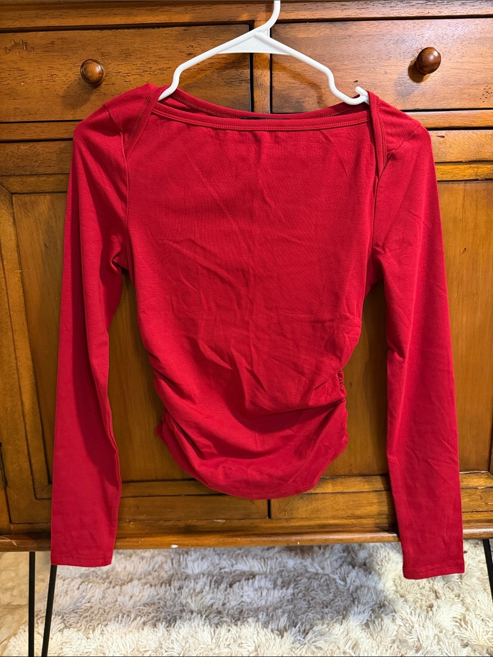Cider Dark Red Long-Sleeve Blouse